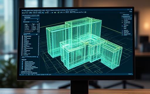 3D Building Information Model on a computer screen