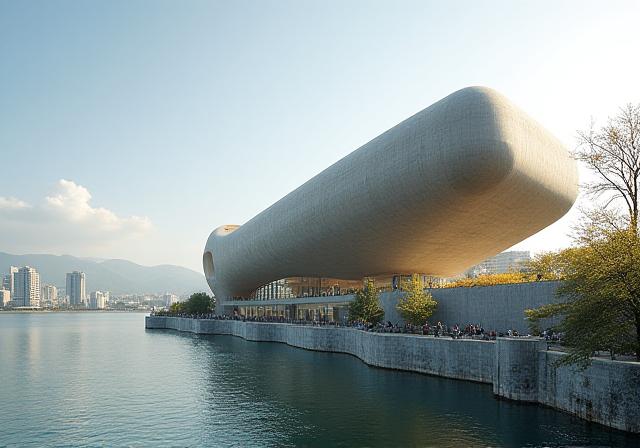 Architecturally distinct cultural center near Han River